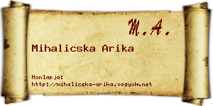 Mihalicska Arika névjegykártya